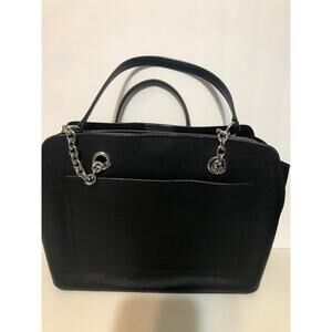 Calvin Klein Black Hailey Pebble Top Zip Silver Chain Sachet Bag